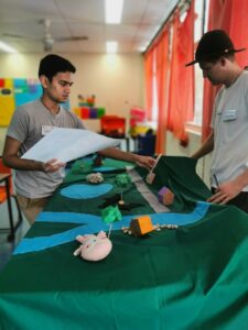 Keshav and Bradley setting up a workshop