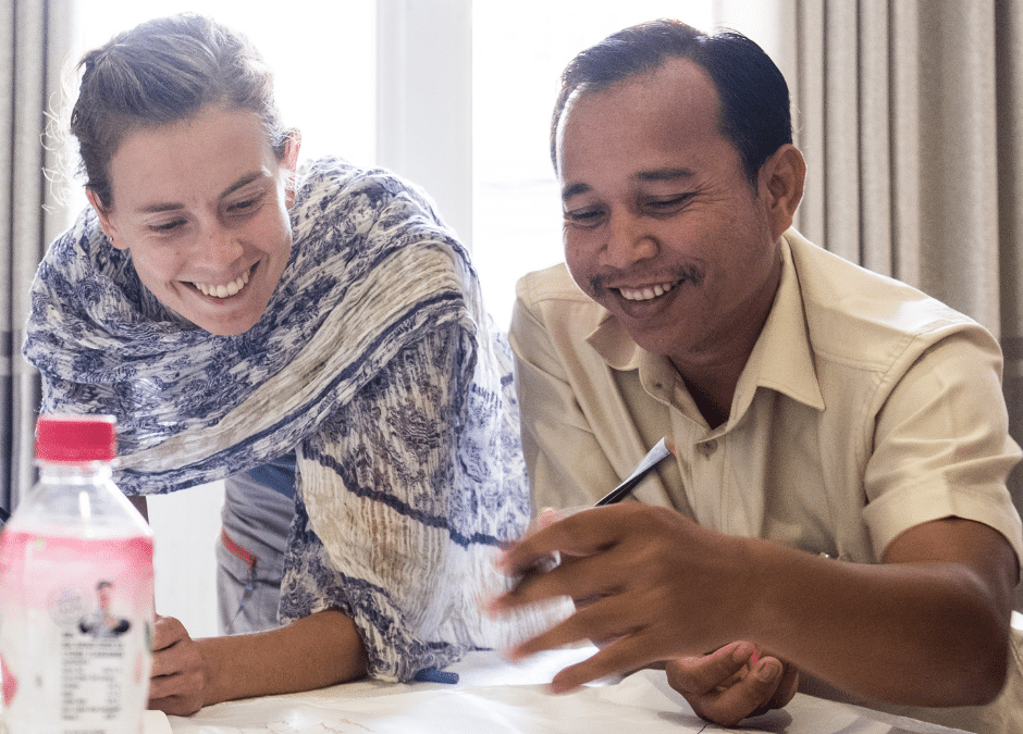 Stephanie and Songnam brainstorm in Kratie, Cambodia (2019)